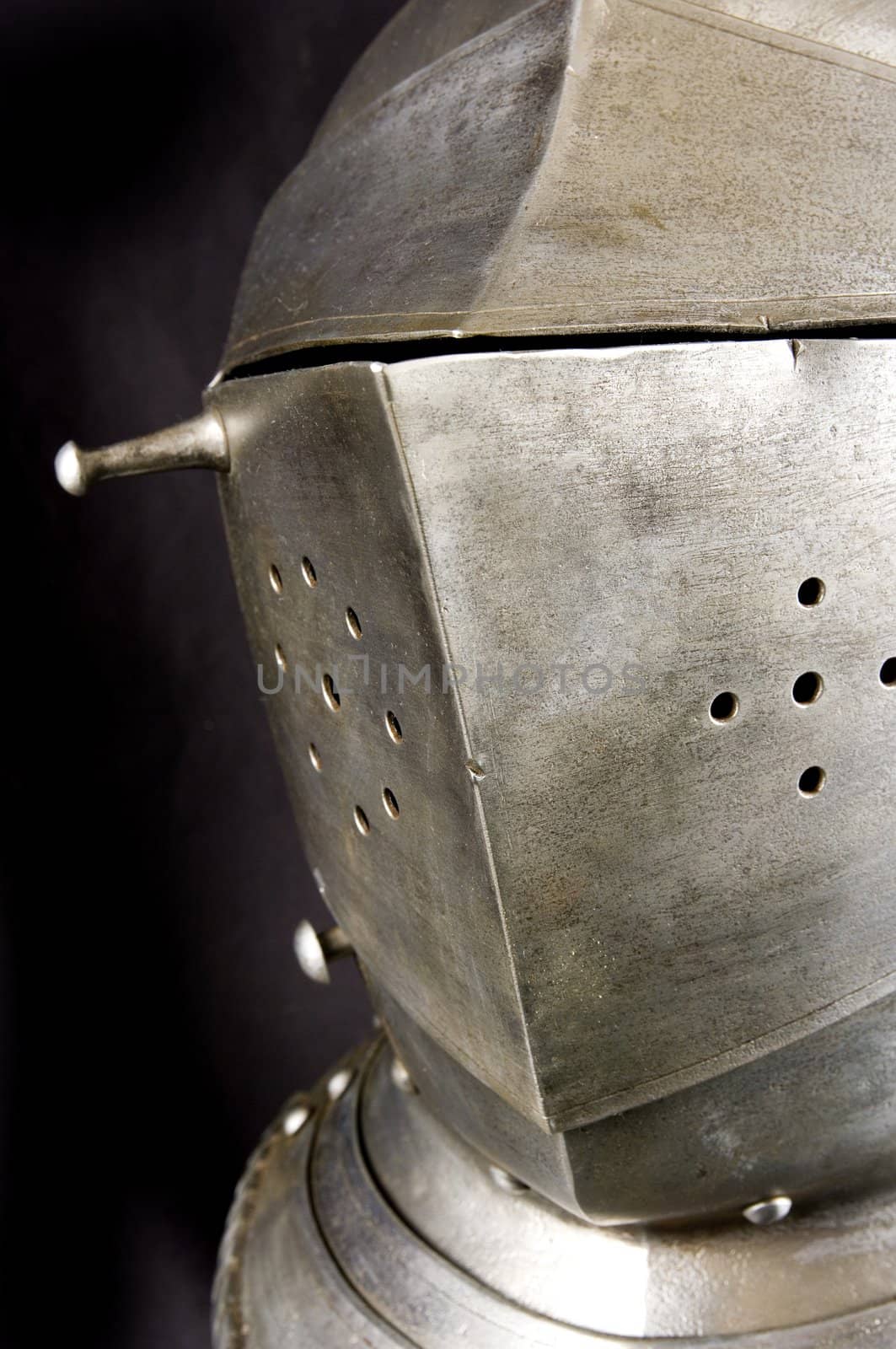 Armour of the medieval knight. Metal protection of the soldier against the weapon of the opponent