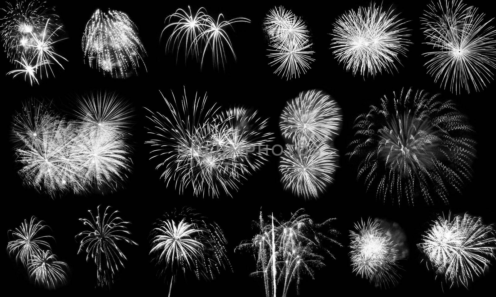 Long Exposure of Fireworks Against a Black Sky by Frankljunior
