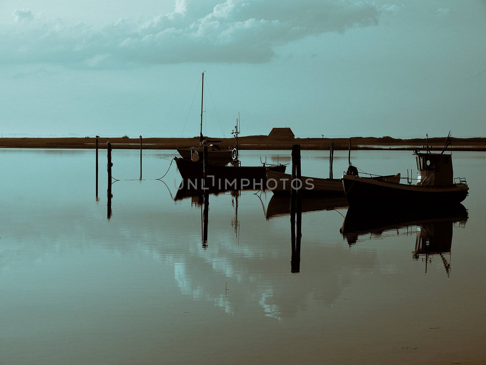 Magical reflection of a small dinghy dory boats digital art by Ronyzmbow