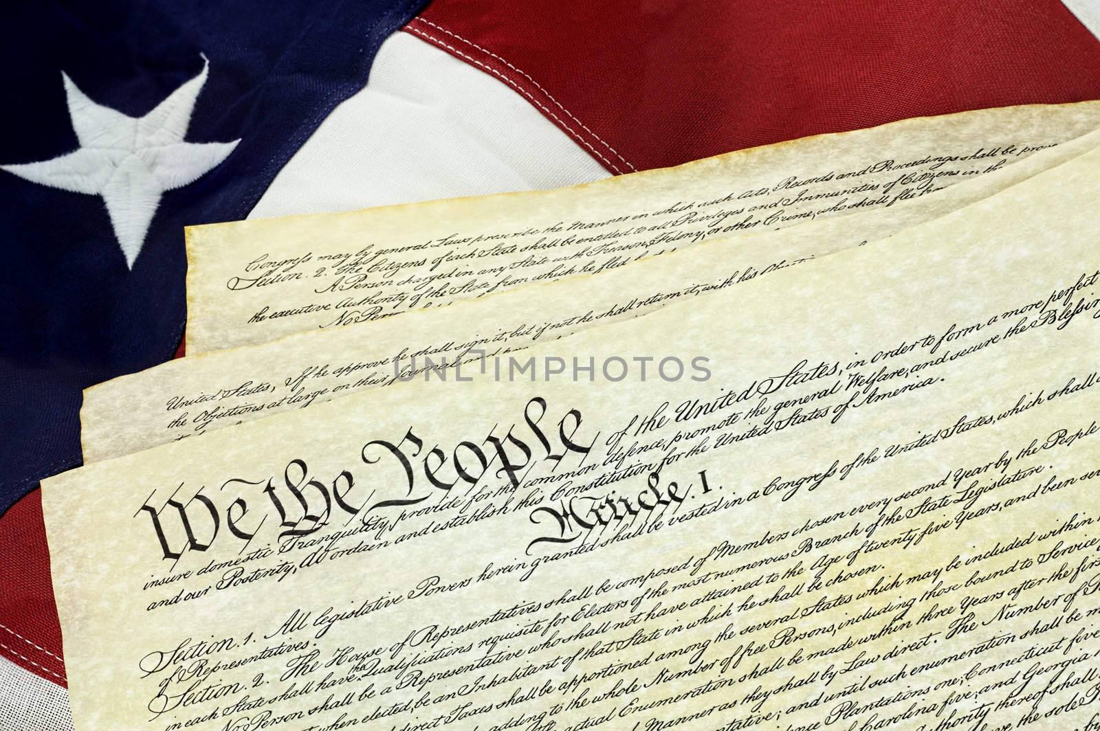 American Constitution with US Flag by StephanieFrey