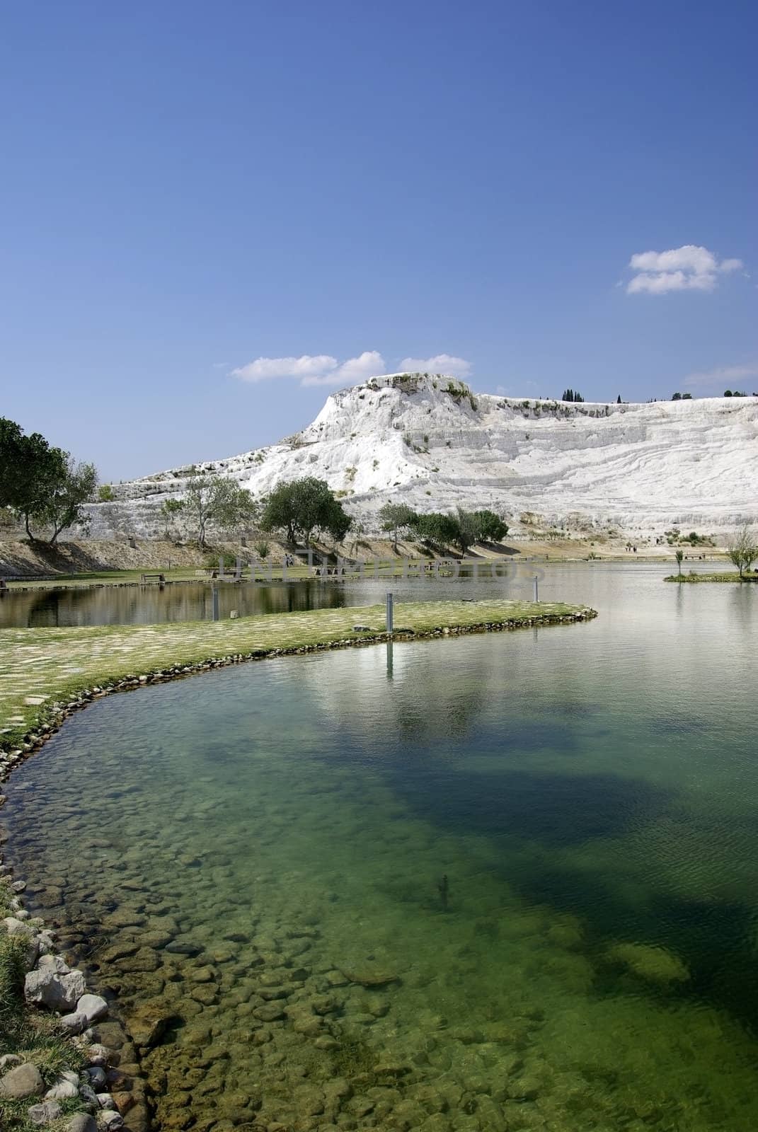 Lake in Pamukkale. Nature phenomenon. Turkey. by borodaev