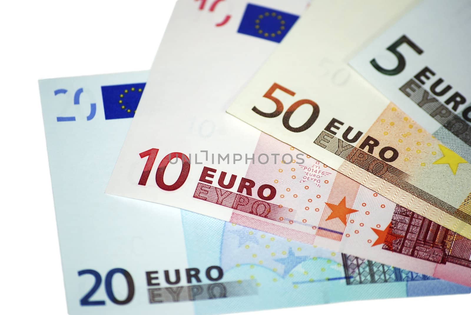 European currency. Euro banknotes. 5, 10, 20, 50 Euro.