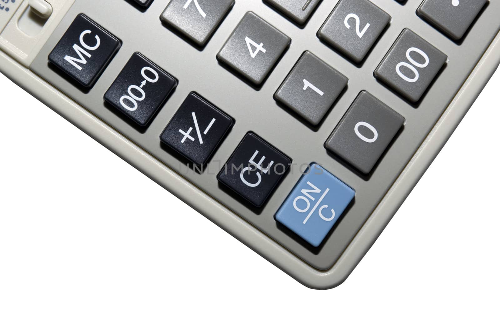 White and grey calculator isolated with clipping path. by borodaev