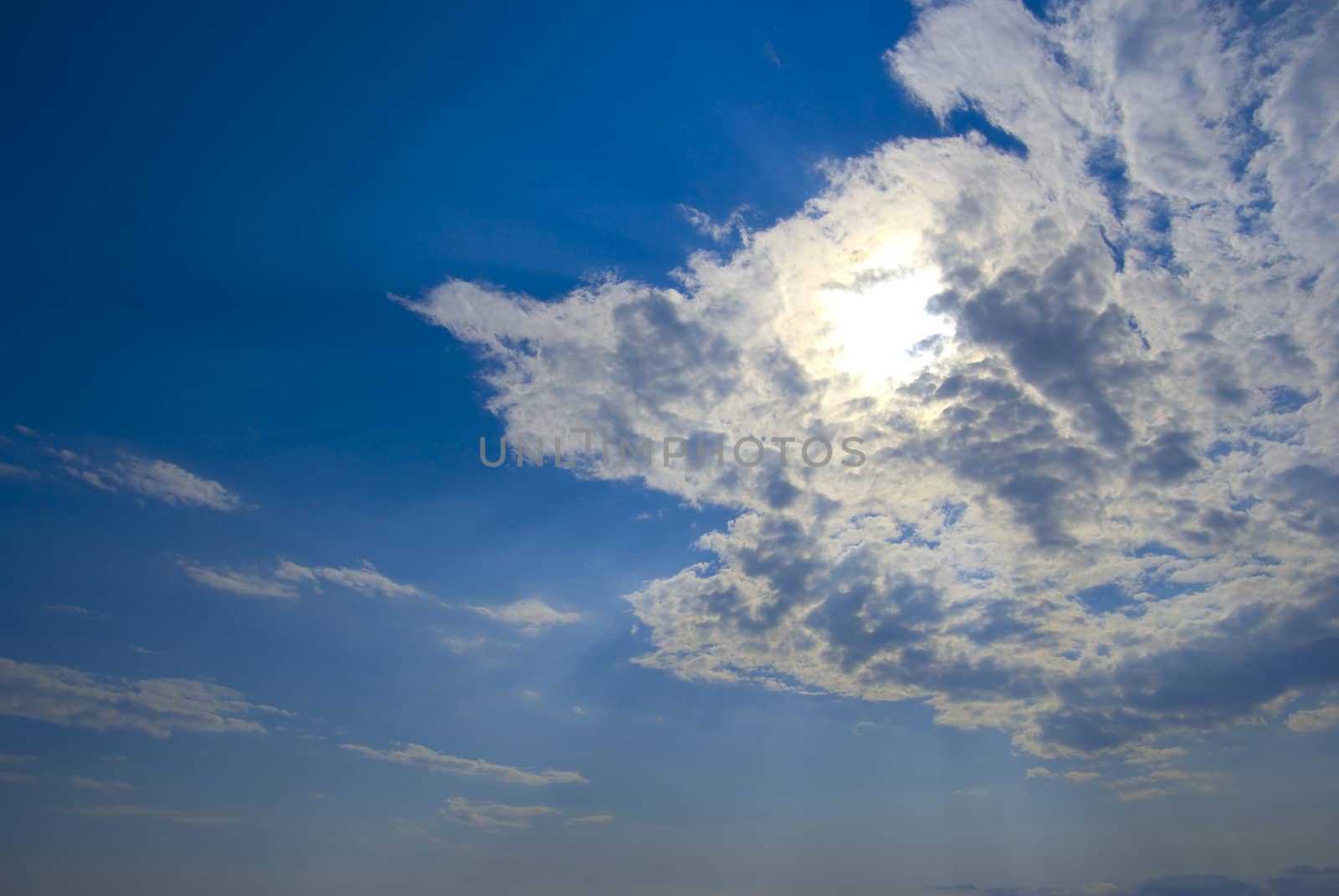 Beautiful sky and bright sunlight. Black Sea, Russia. by borodaev