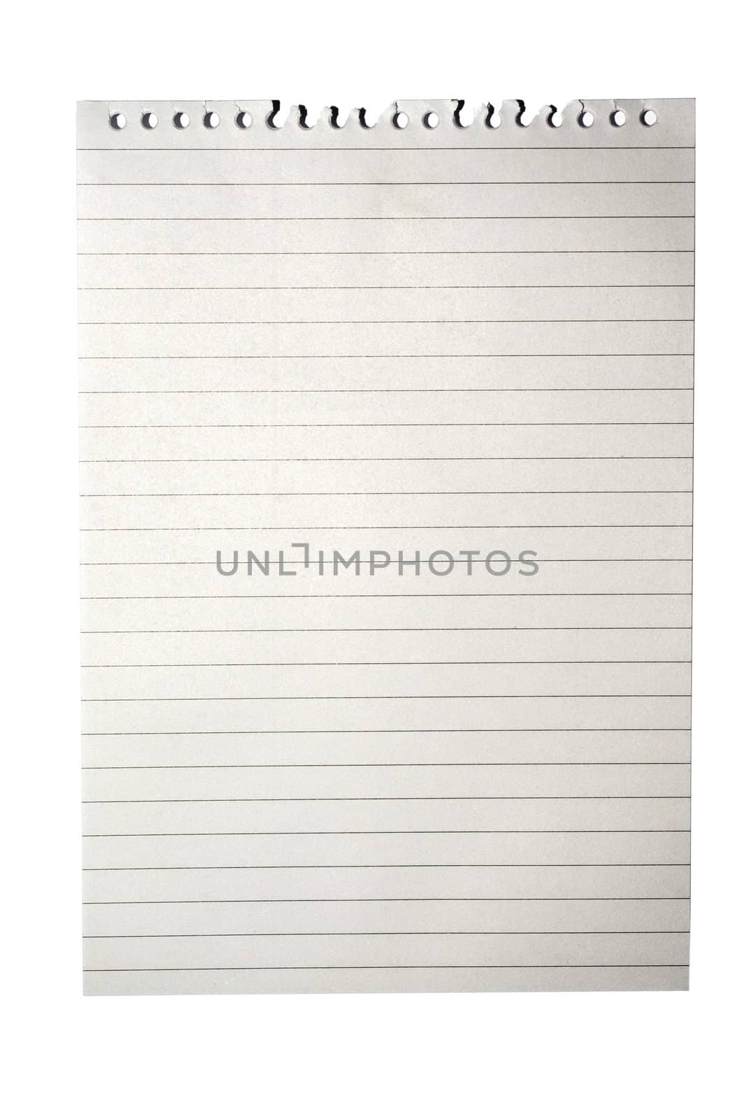 Blank note paper from notebook with lines isolated on white with by borodaev