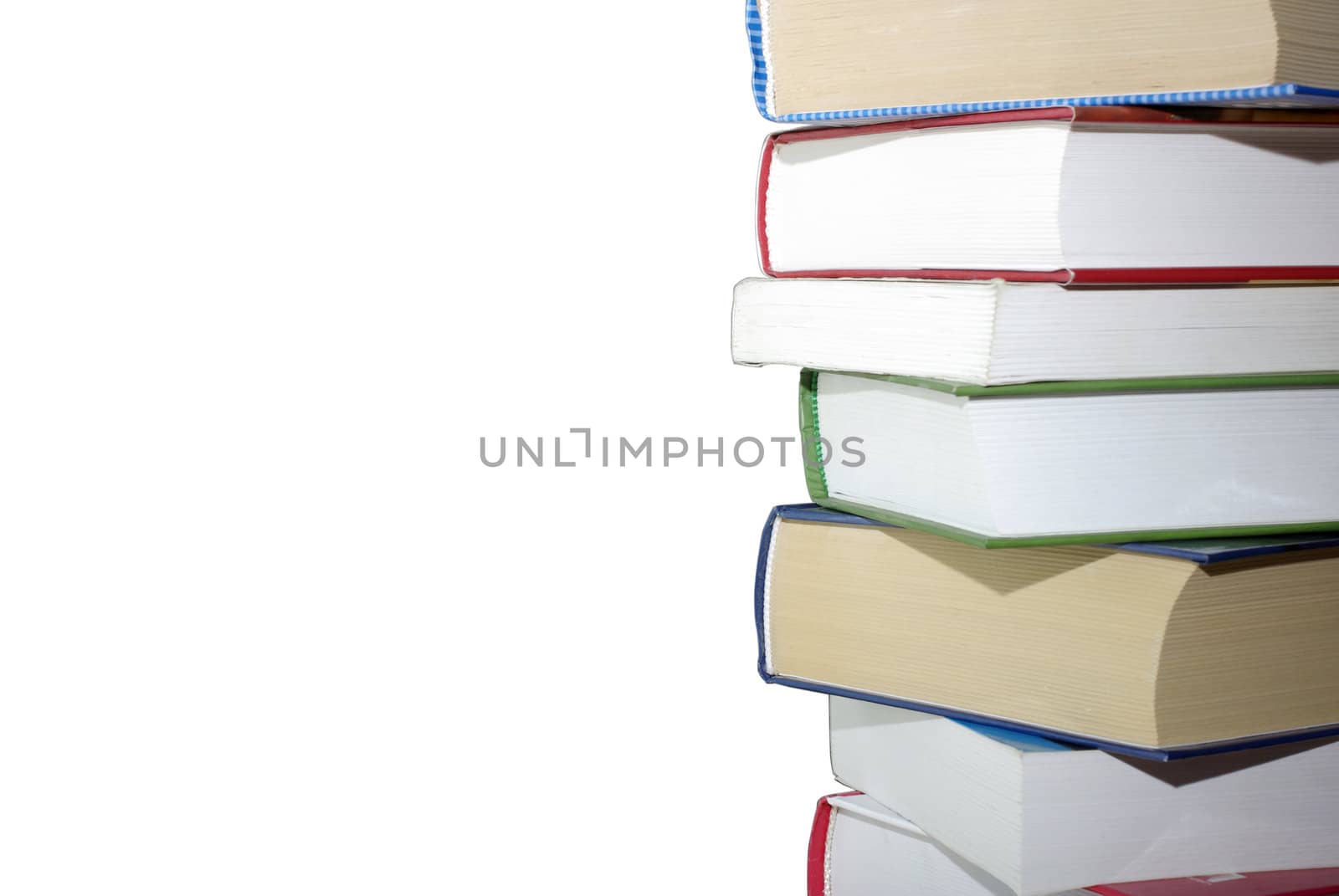 Stack of different books isolated on white background. Clipping path.