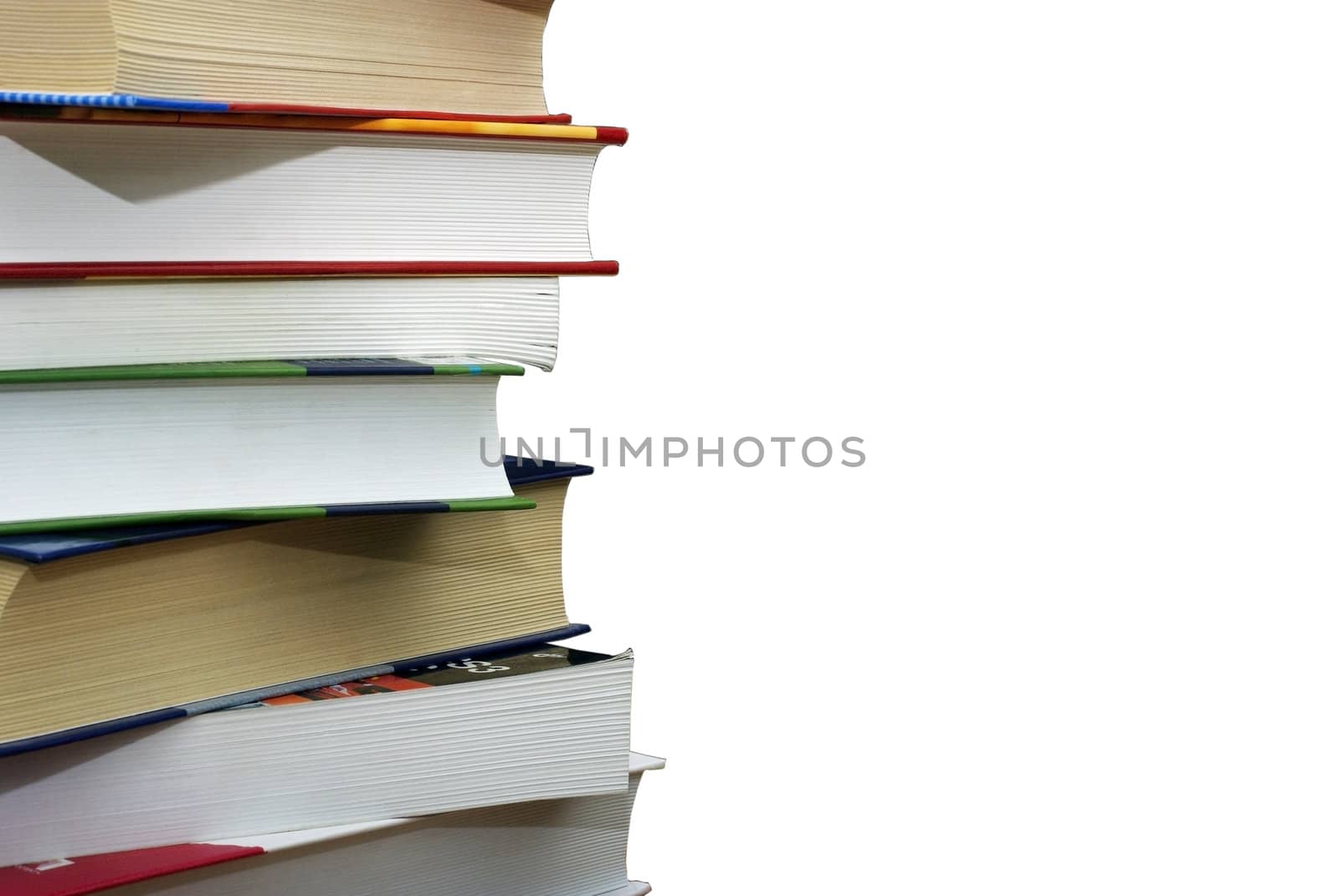 Stack of different books isolated on the wgite background. Clipping path.