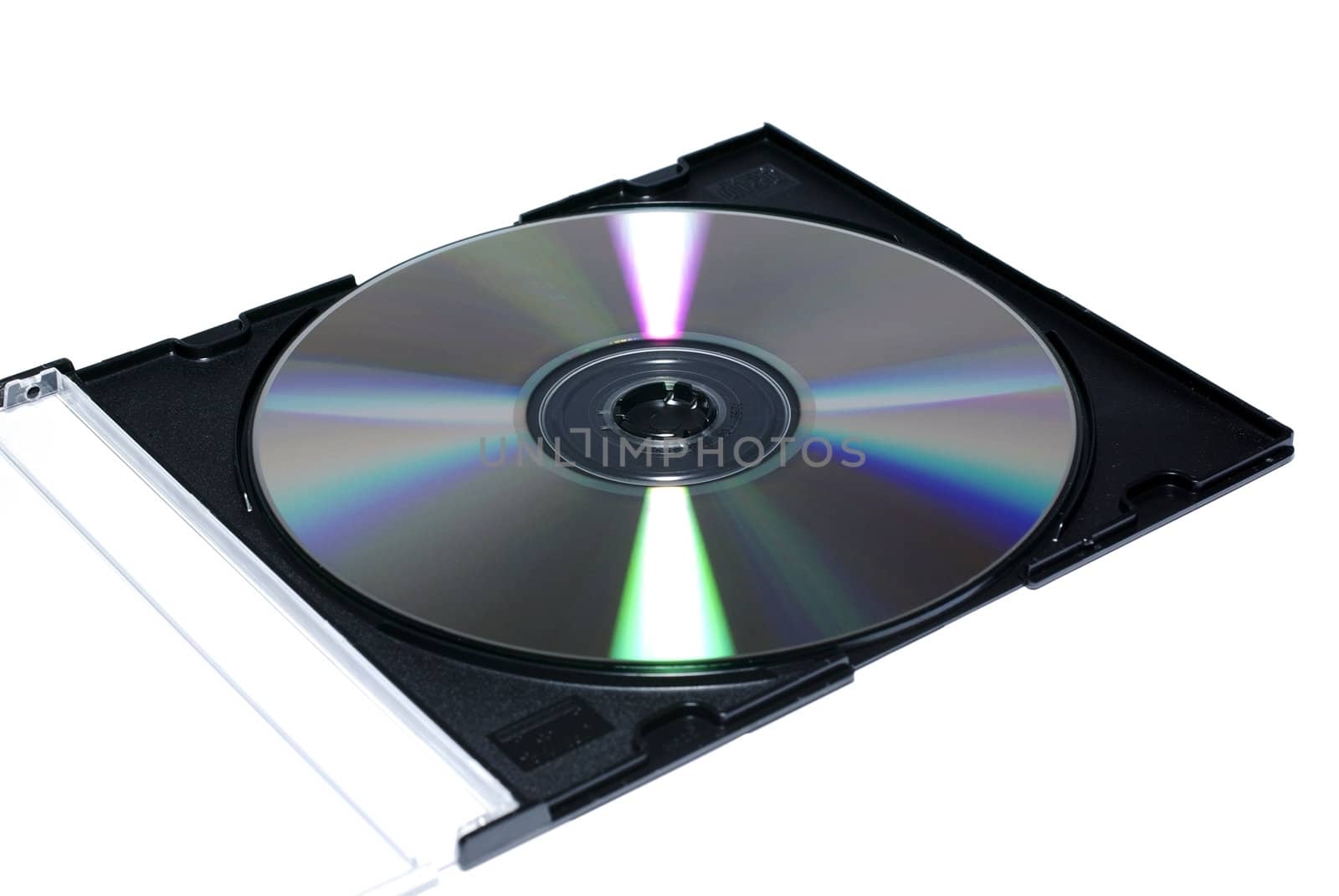 Opened jewel case with recordable disc. Isolate on white. by borodaev