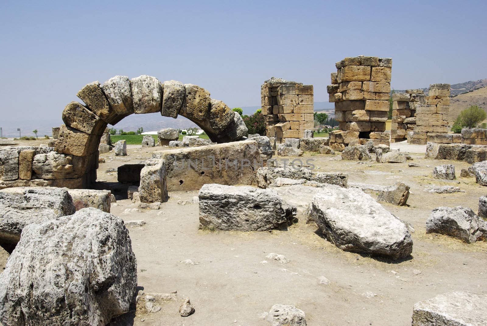 Ancient city Hierapolis near Pamukkale, Turkey. by borodaev