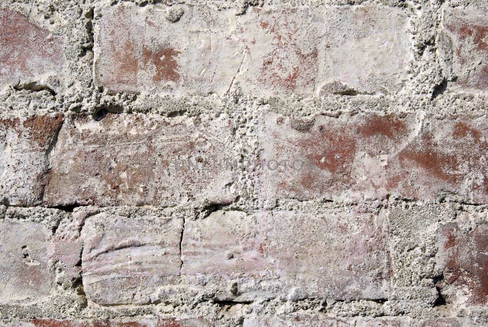 Very old red brick wall close up. Background. by borodaev