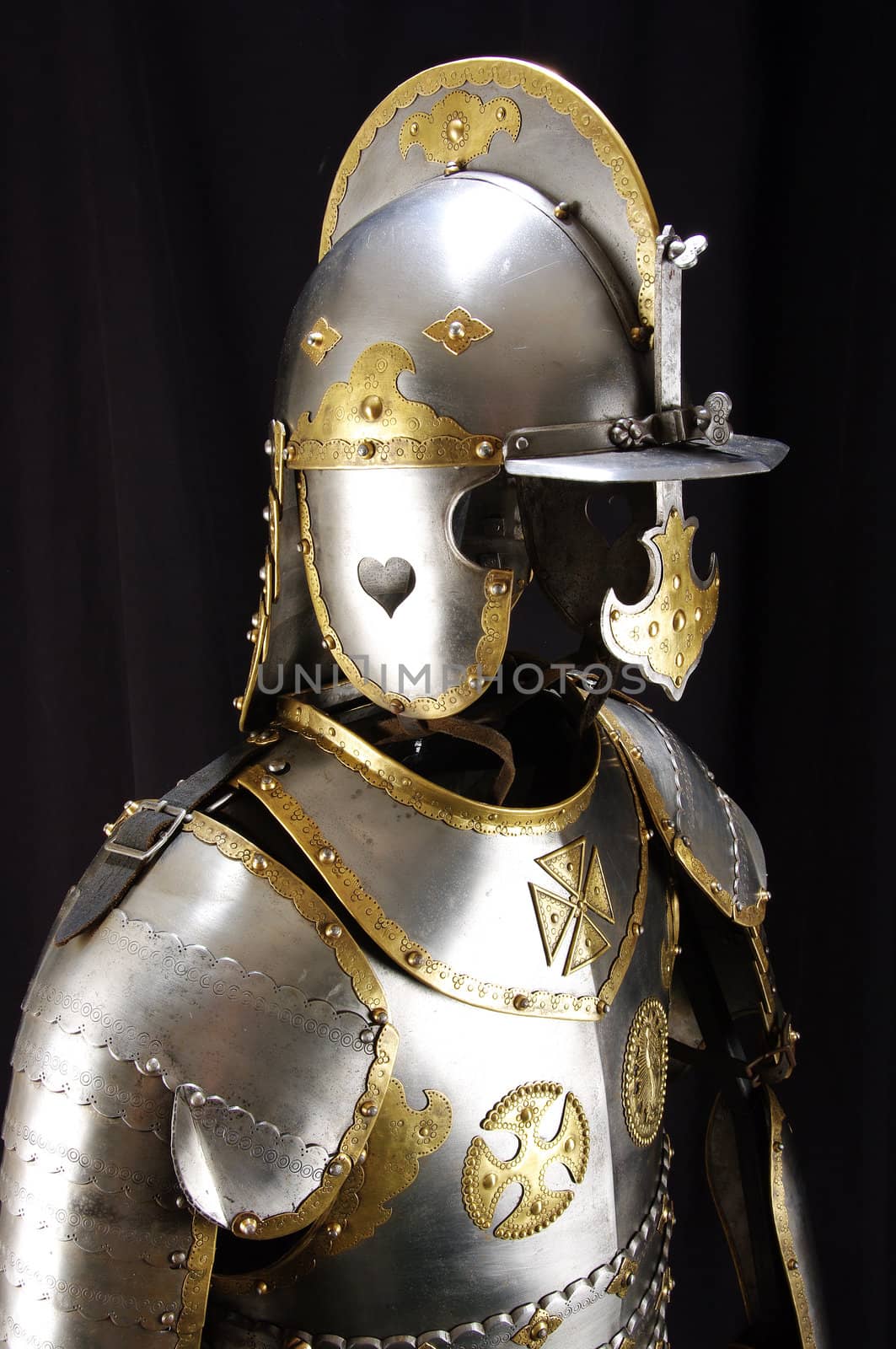 Armour of the medieval knight. Metal protection of the soldier against the weapon of the opponent