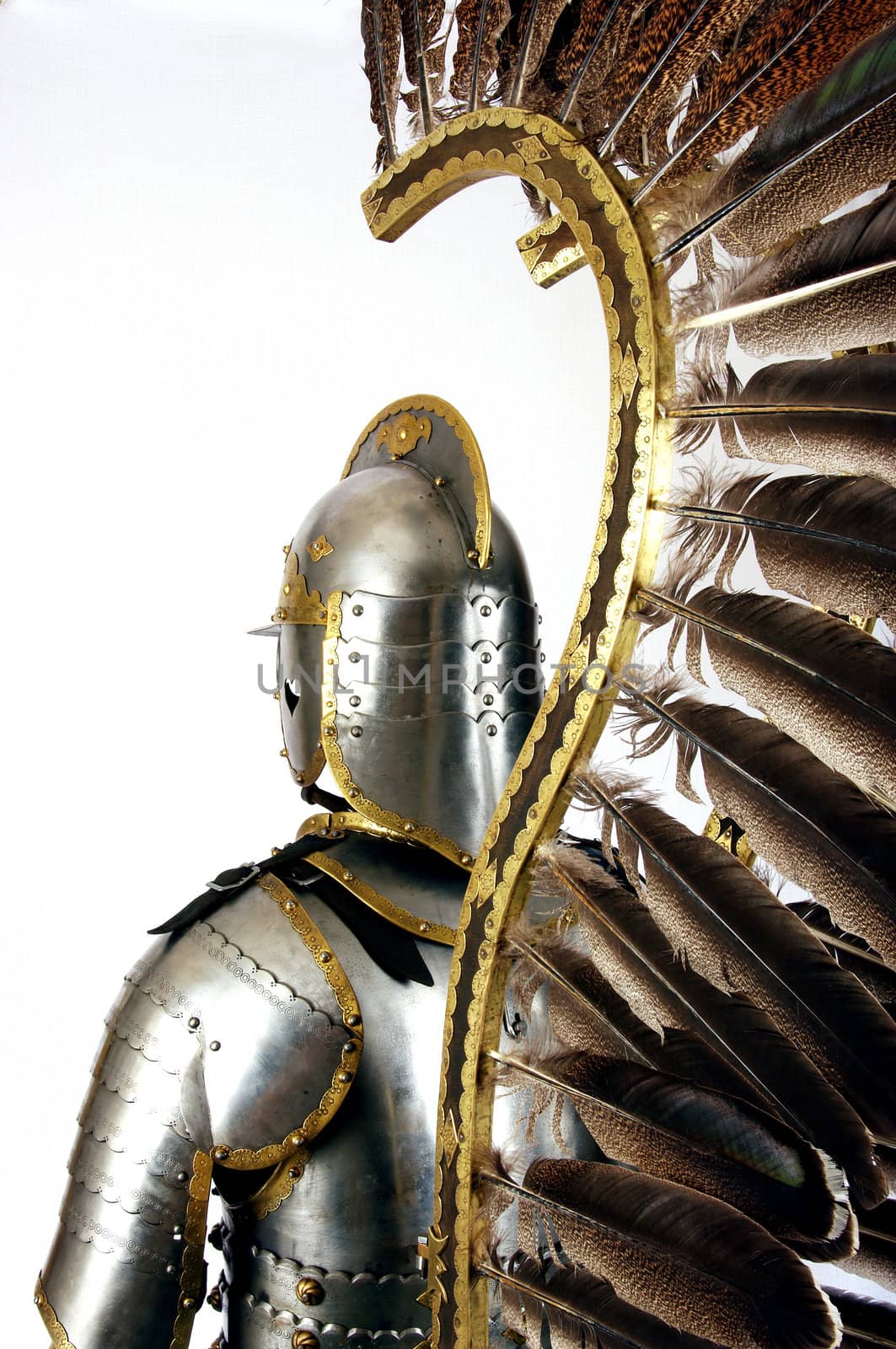 Armour of the medieval knight. Metal protection of the soldier against the weapon of the opponent