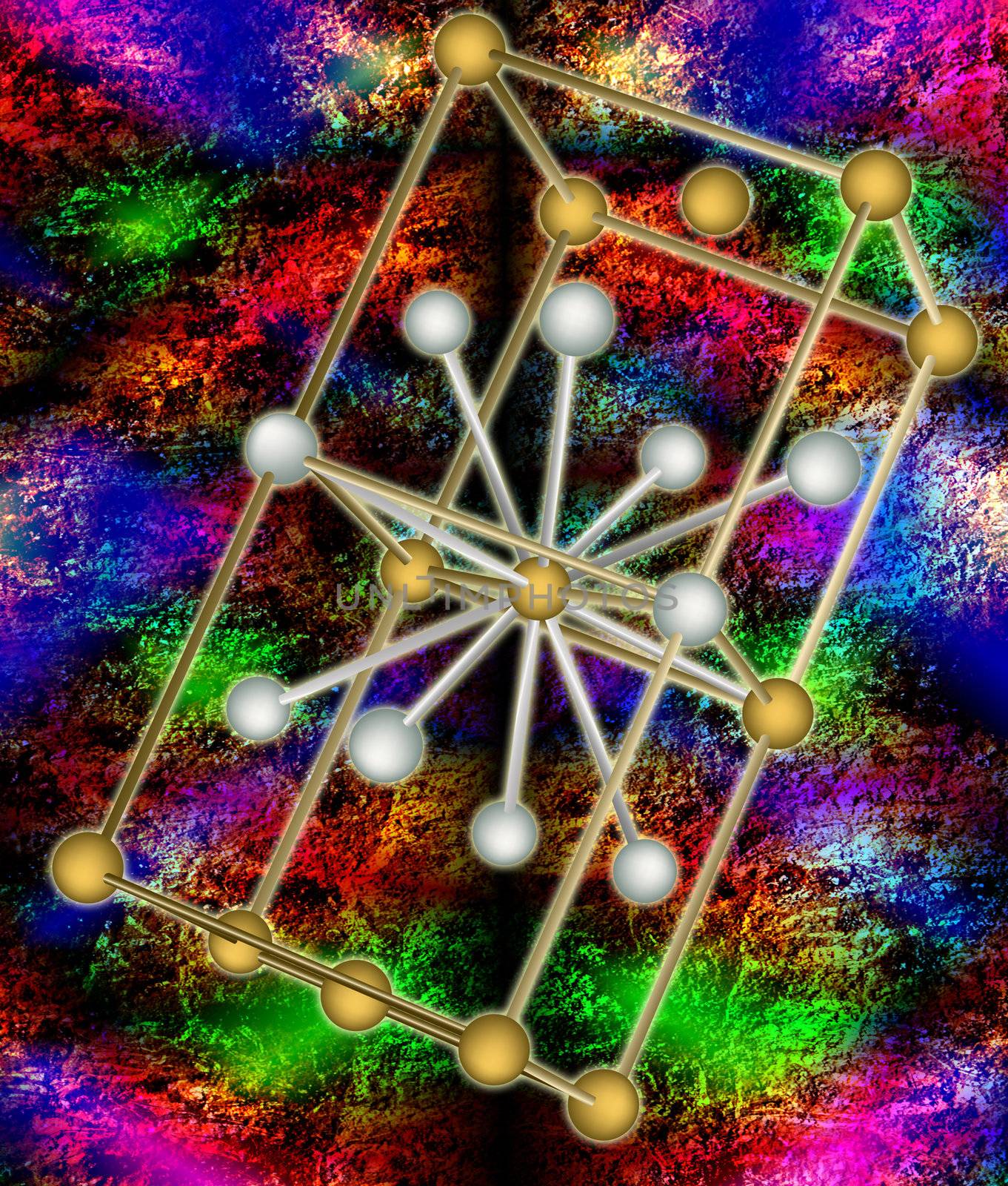 Crystal lattice of a structure of polymers and nonmetallic materials on a abstract background