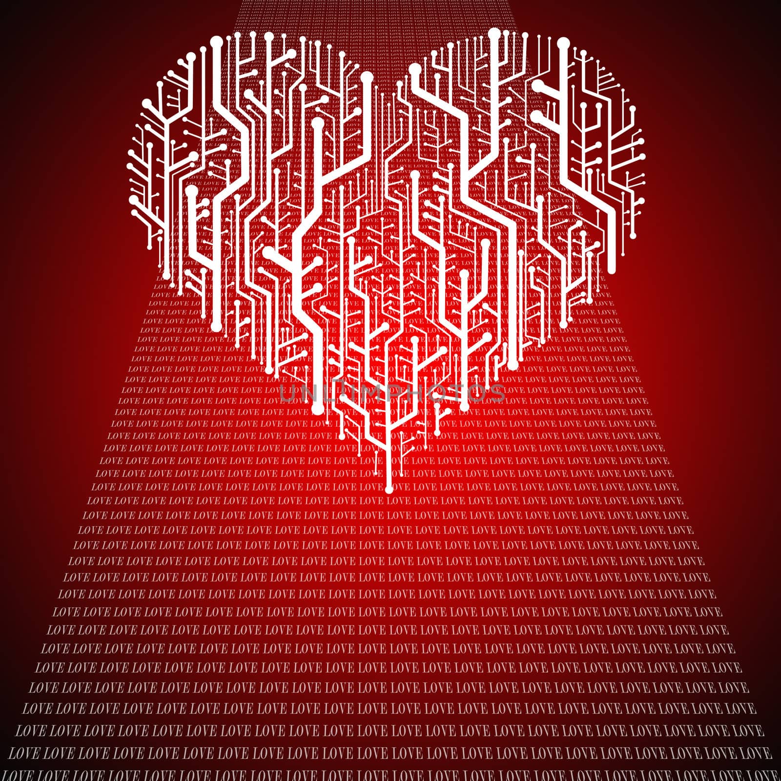 Circuit board in Heart shape, Technology background 