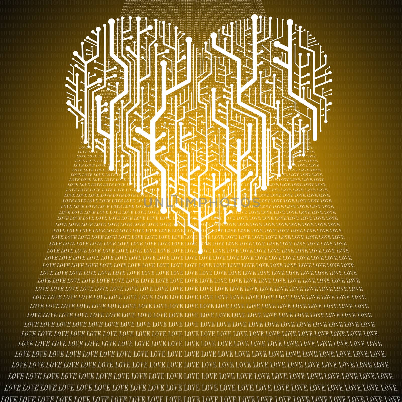 Circuit board in Heart shape, Technology background  by pixbox77