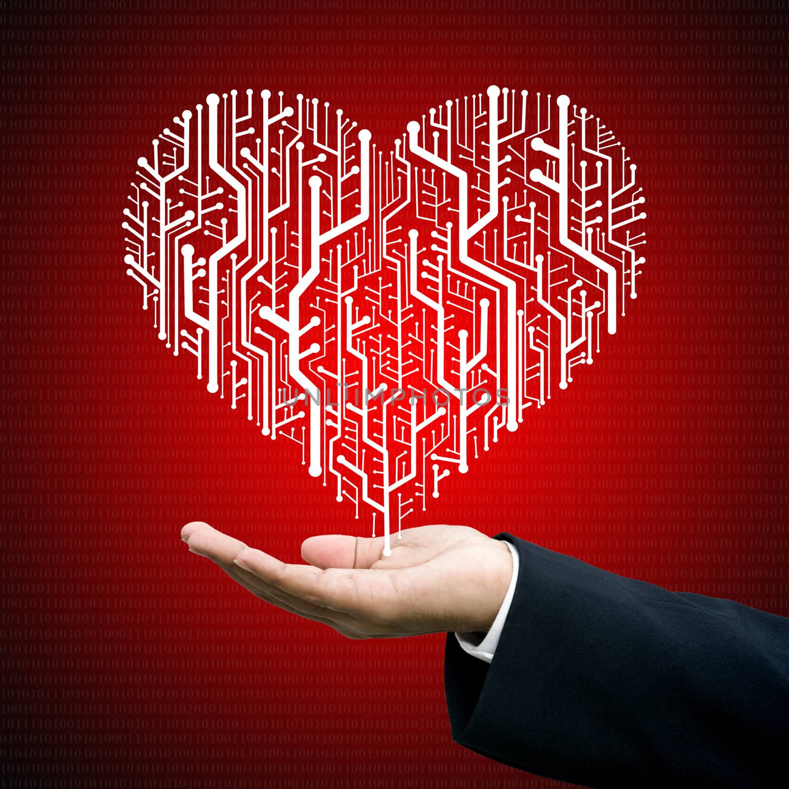 Businessman give the Circuit board in heart shape by pixbox77