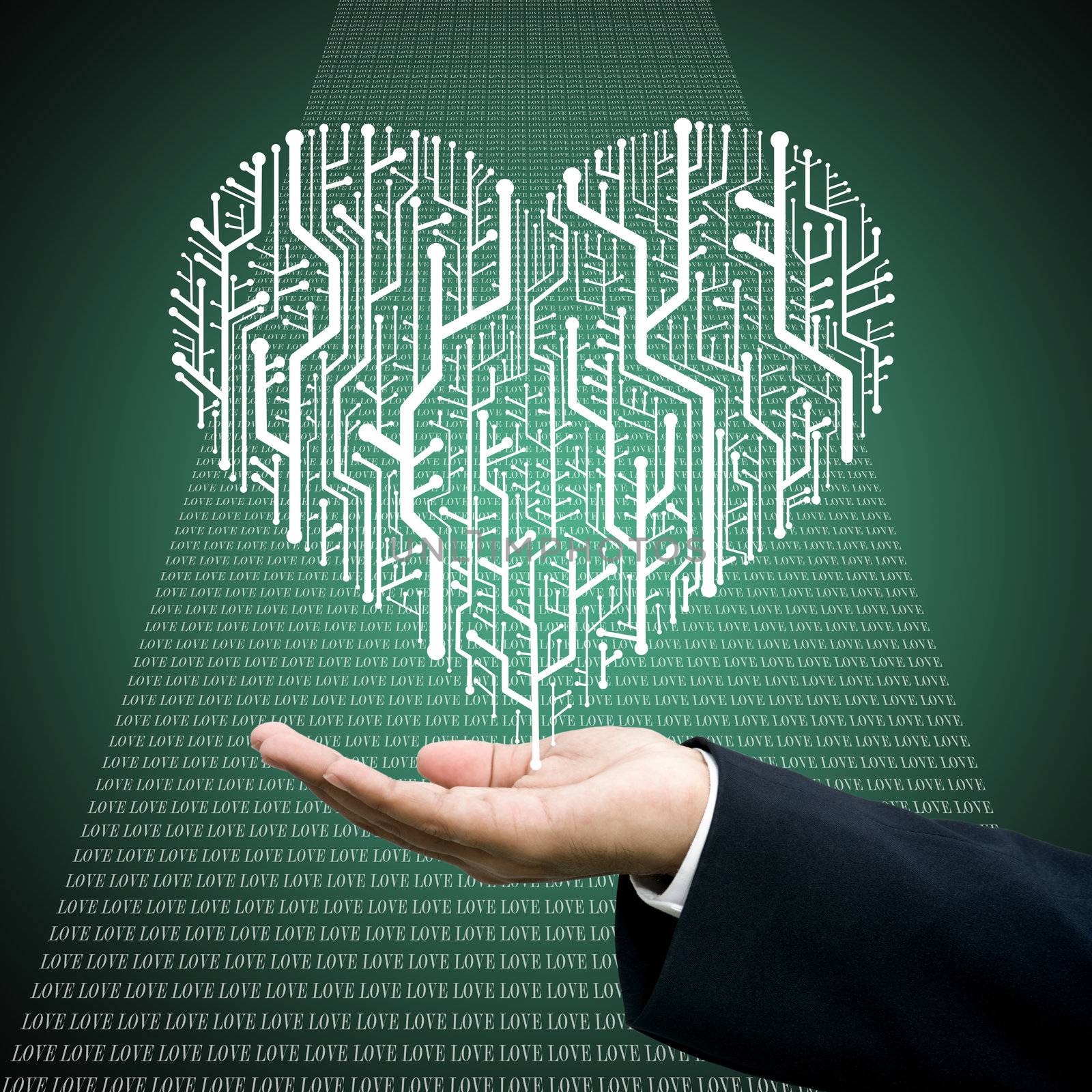 Businessman carry the Circuit board in heart shape by pixbox77