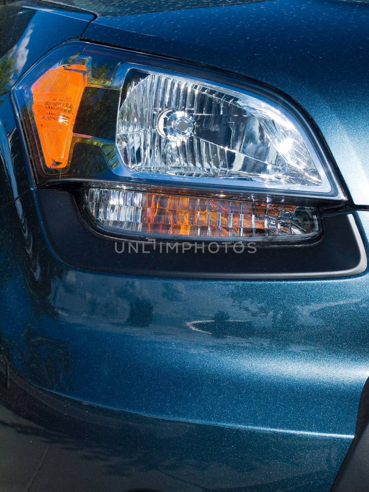 Close Up of a New Car Headlight