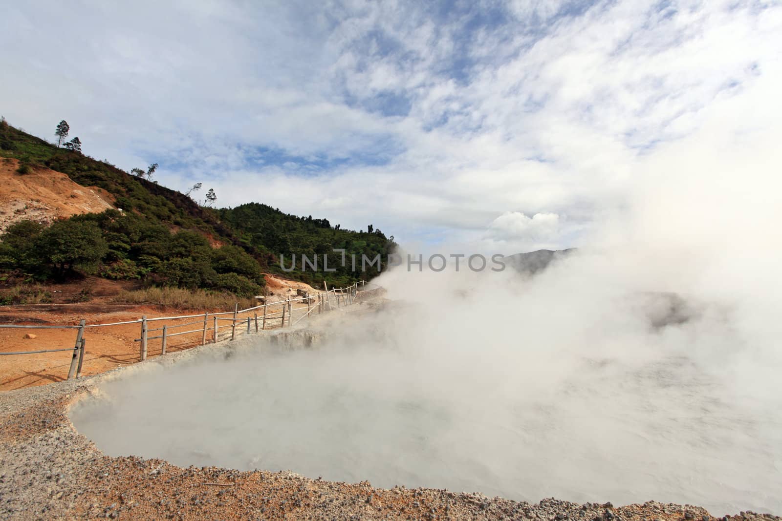 Sulfur Mud Volcano on Plateau Dieng National Park, Java, Indonesia