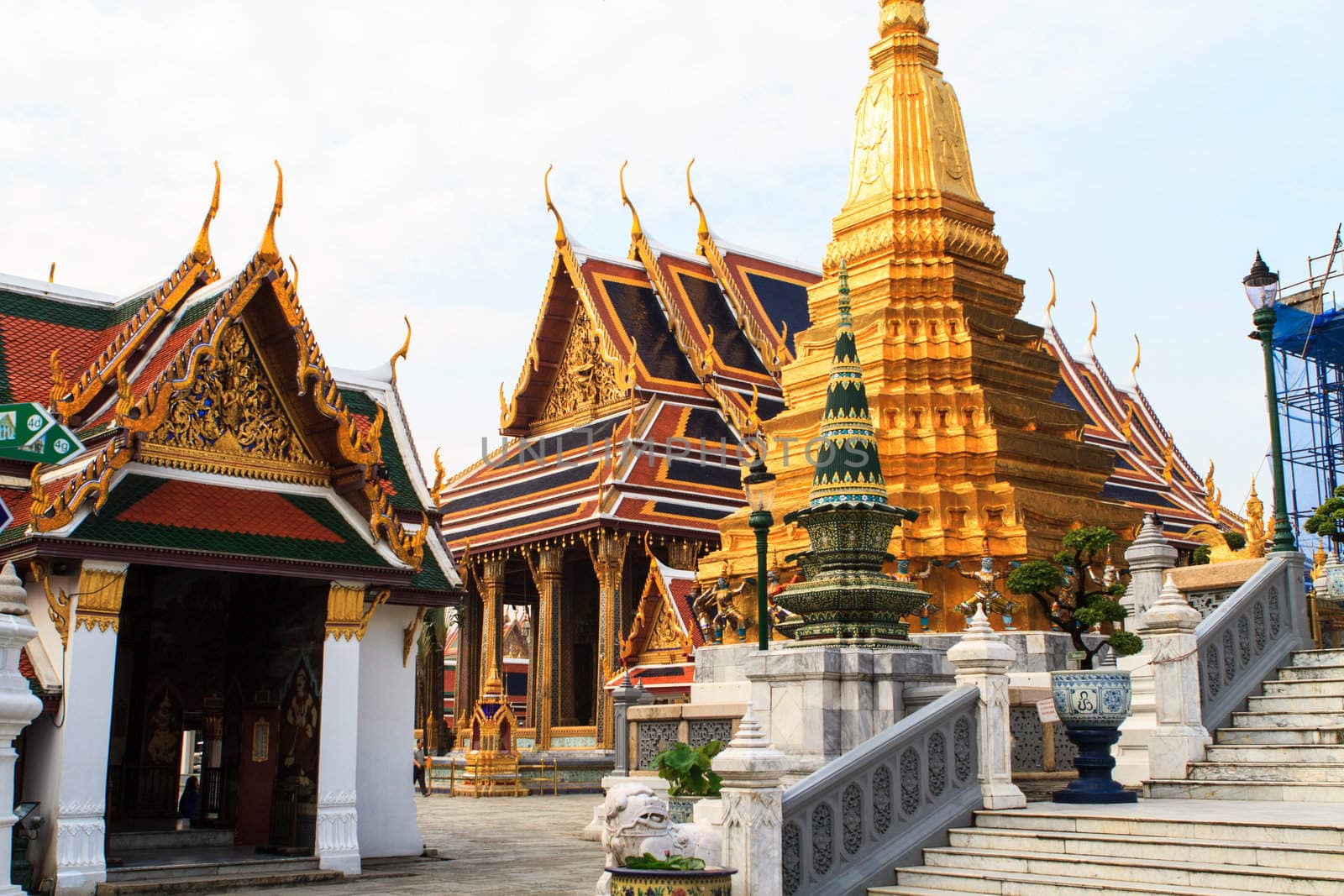 The temple Wat phra kaeo in the Grand palace area, one of the major tourism attraction in Bangkok, Thailand