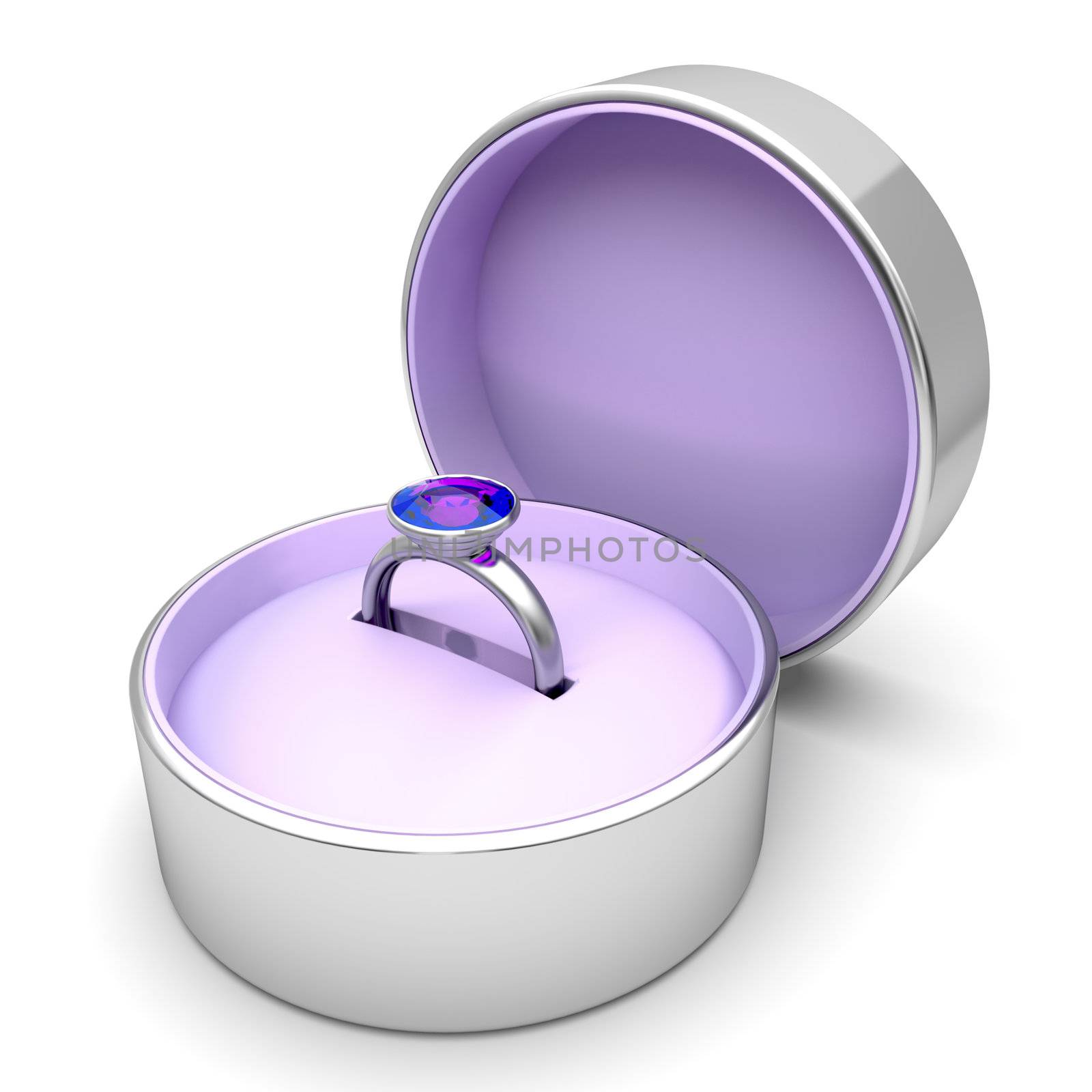 Diamond ring in metal gift box