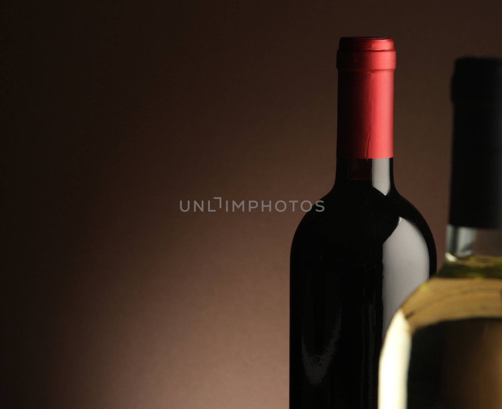 red wine and white wine bottle