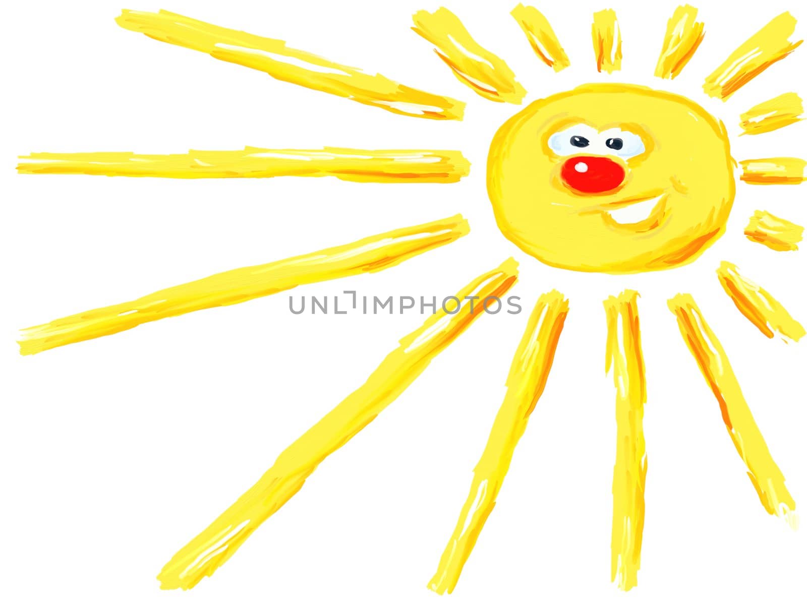 funny painted cartoon sun illustration