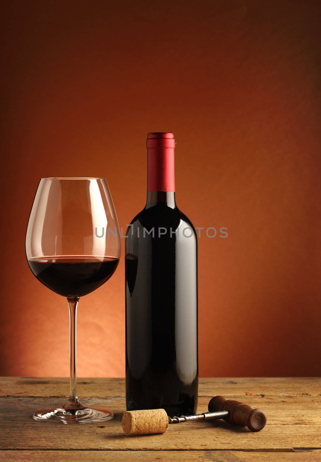 red wine bottle and glass