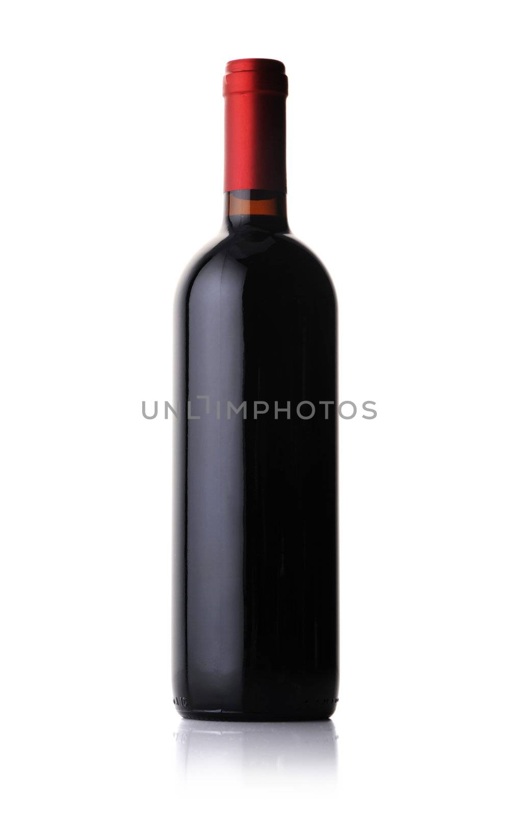 red wine bottle on white background