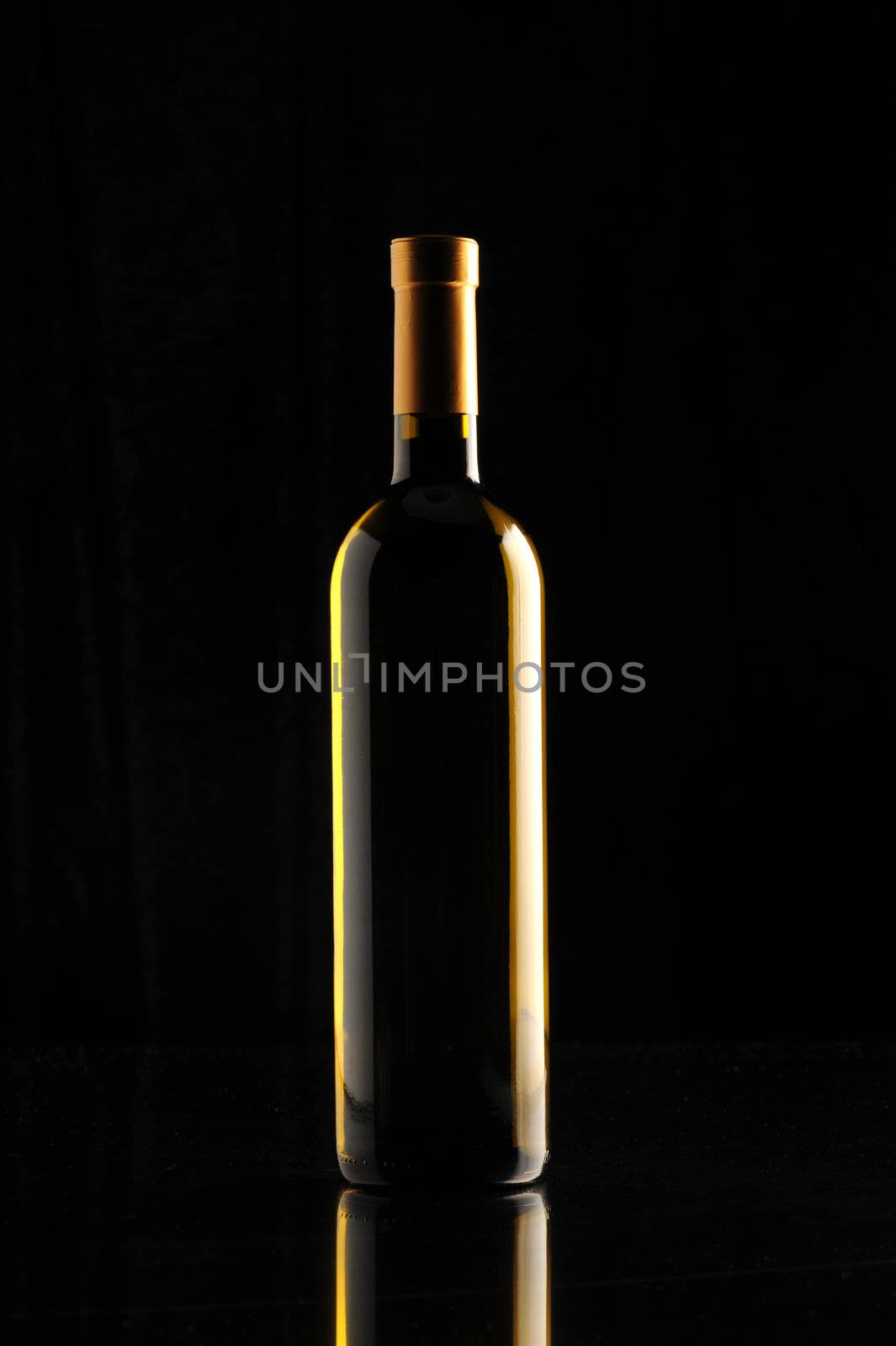 wine bottle on black background