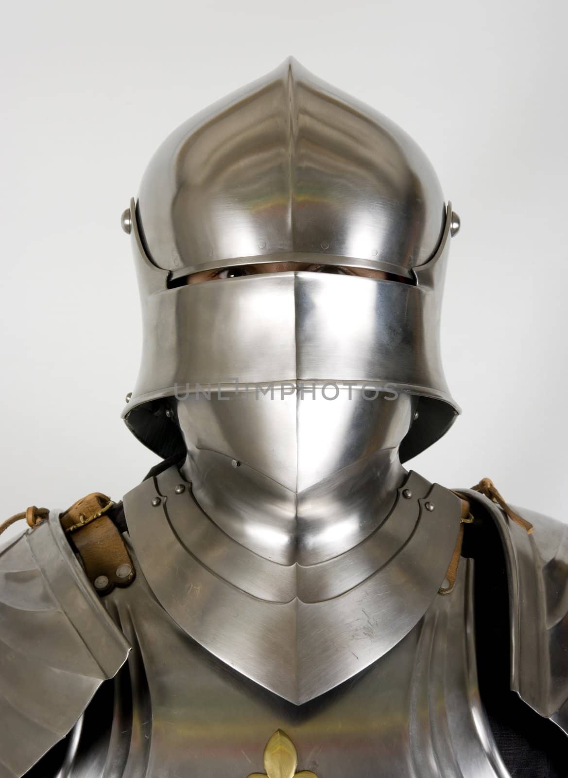 Armour of the medieval knight. Metal protection of the soldier against the weapon of the opponent