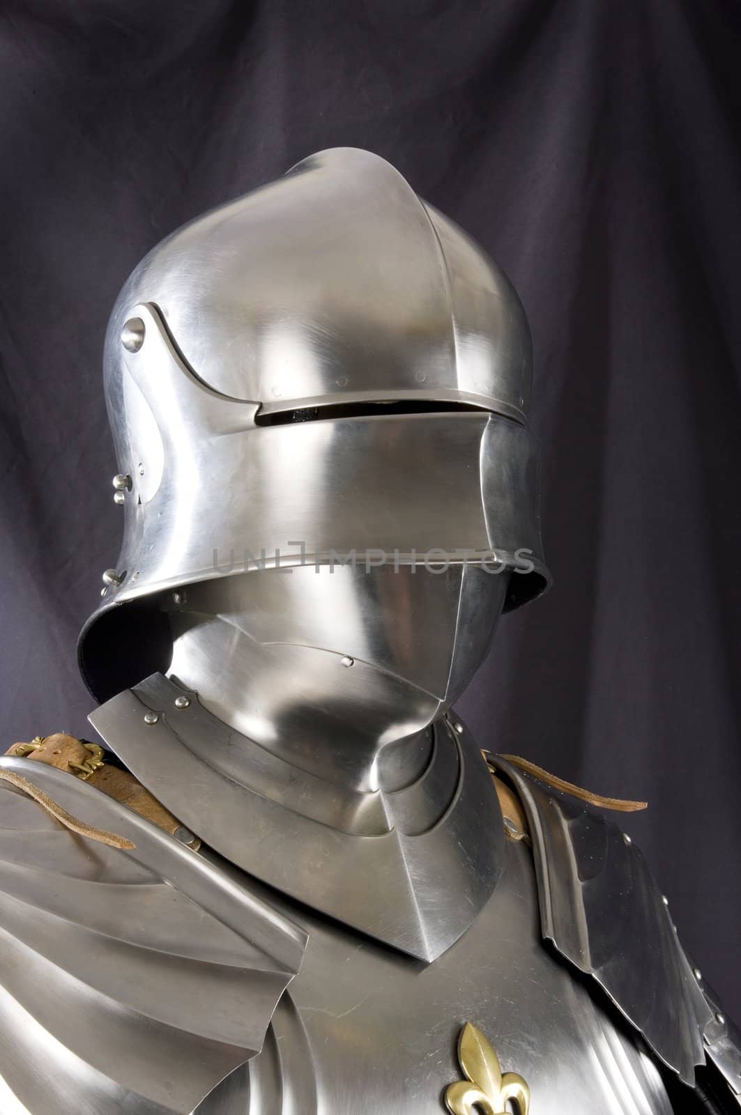 Armour of the medieval knight. Metal protection of the soldier against the weapon of the opponent