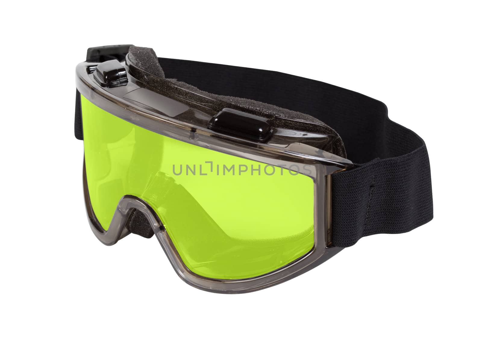 Safety glasses with yellow lenses isolated on white background