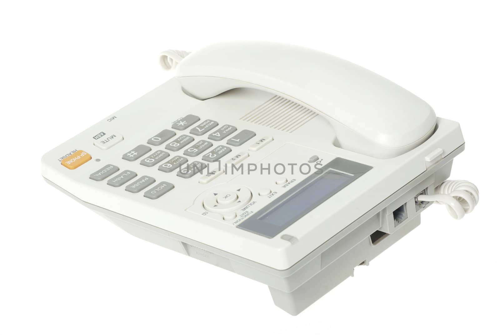 white office telephone on a white  background