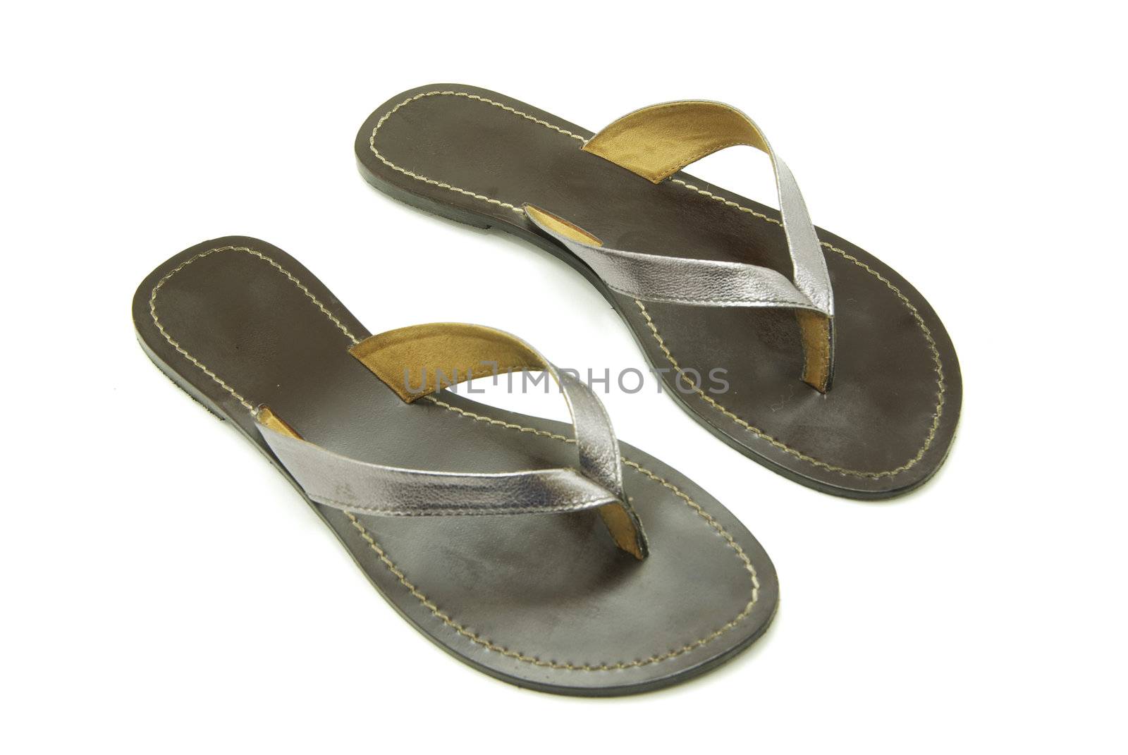 leather slippers isolated on white background