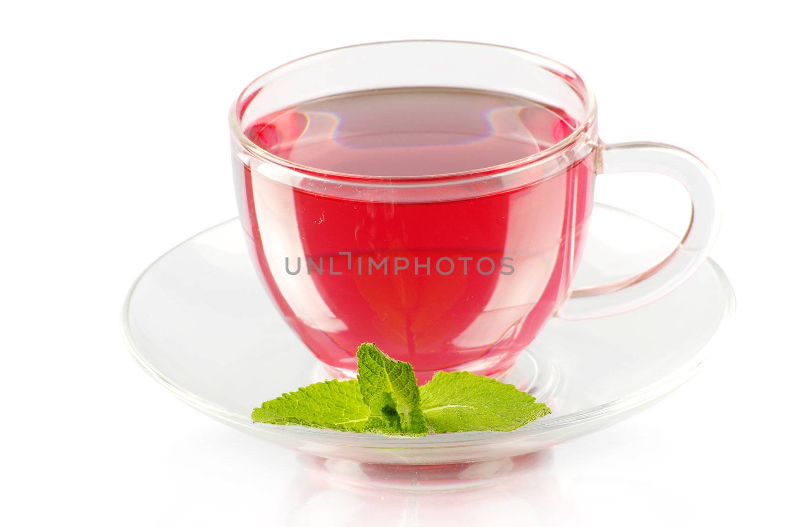tea in cup isolated on white background