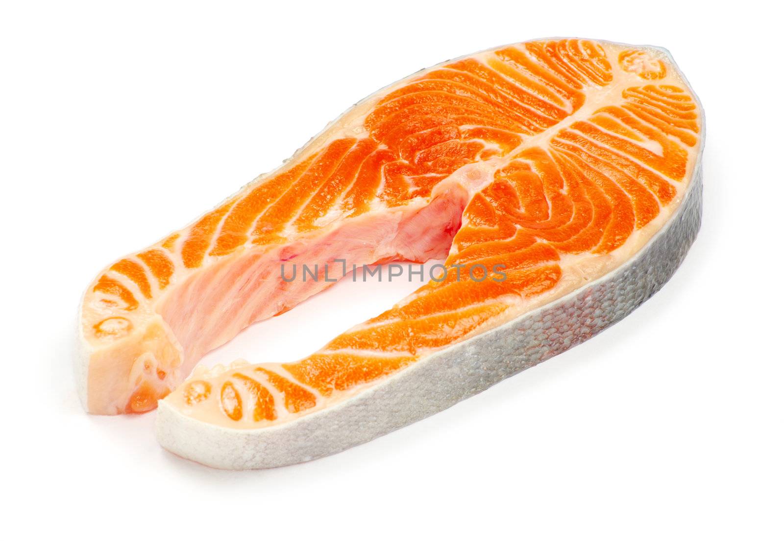 raw salmon fillet isolated on white
