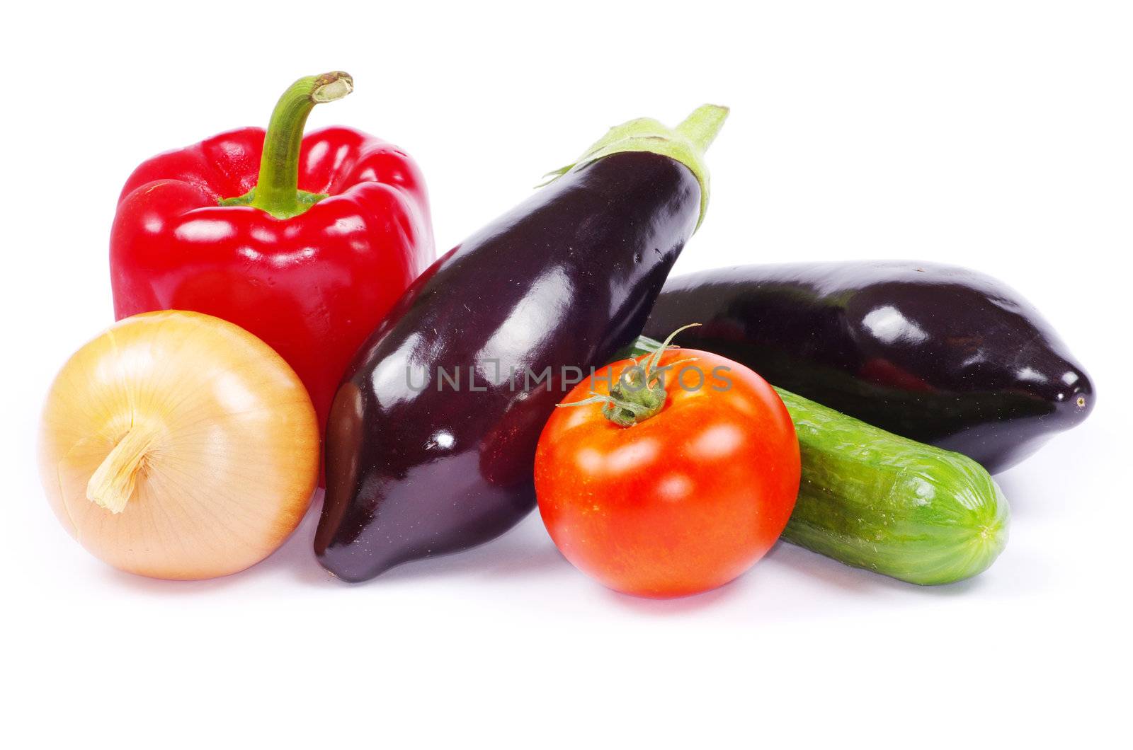fresh vegetables on the white background