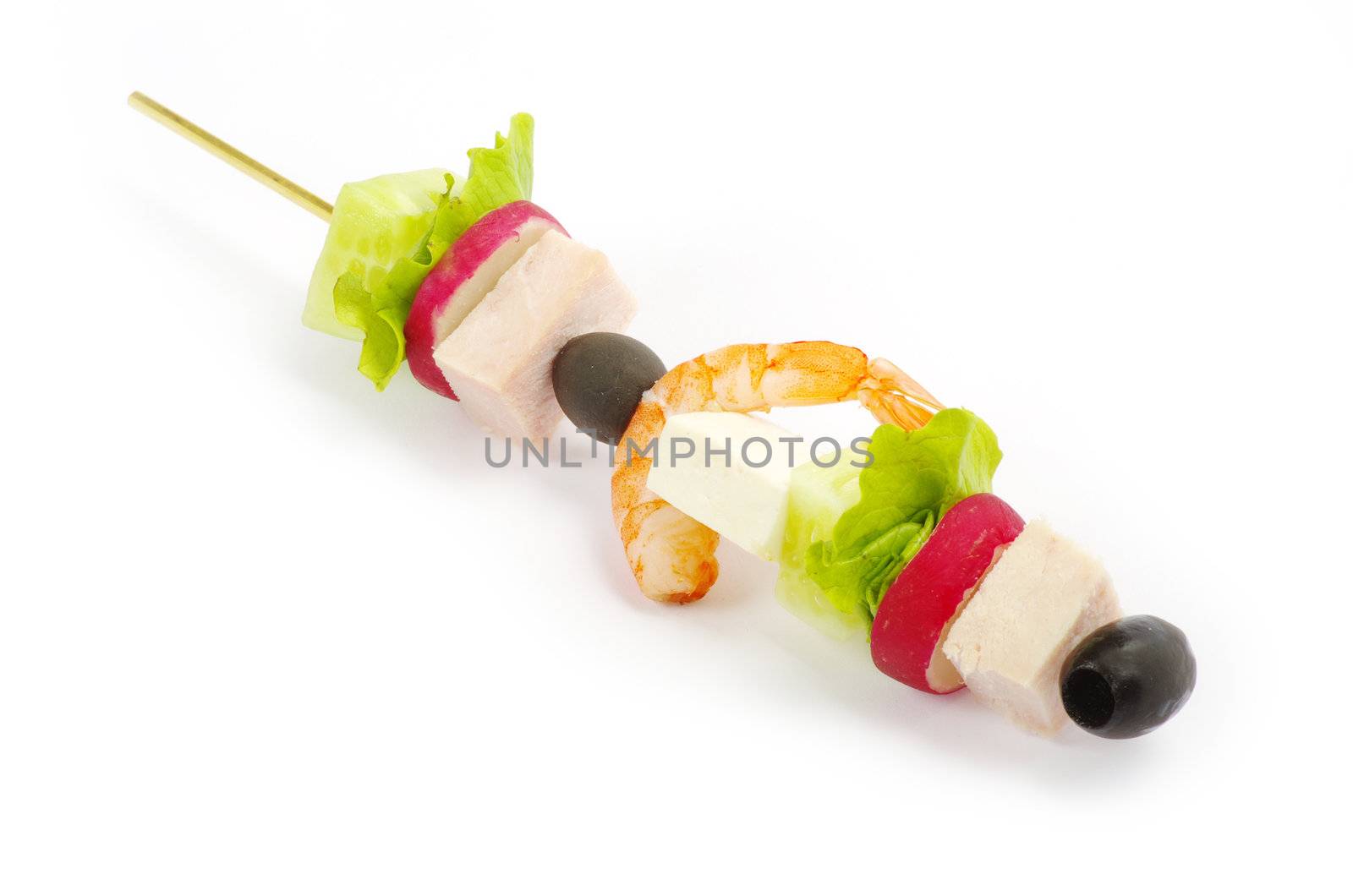 salad canape on a white background