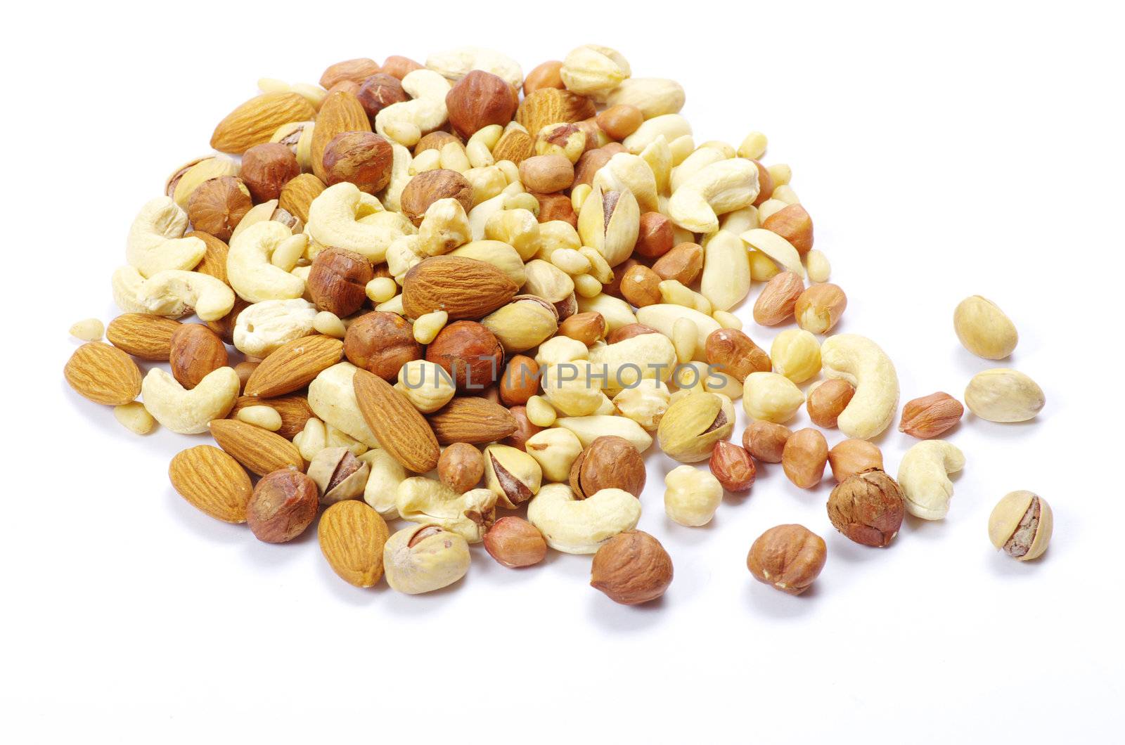  mixed nuts on white background
