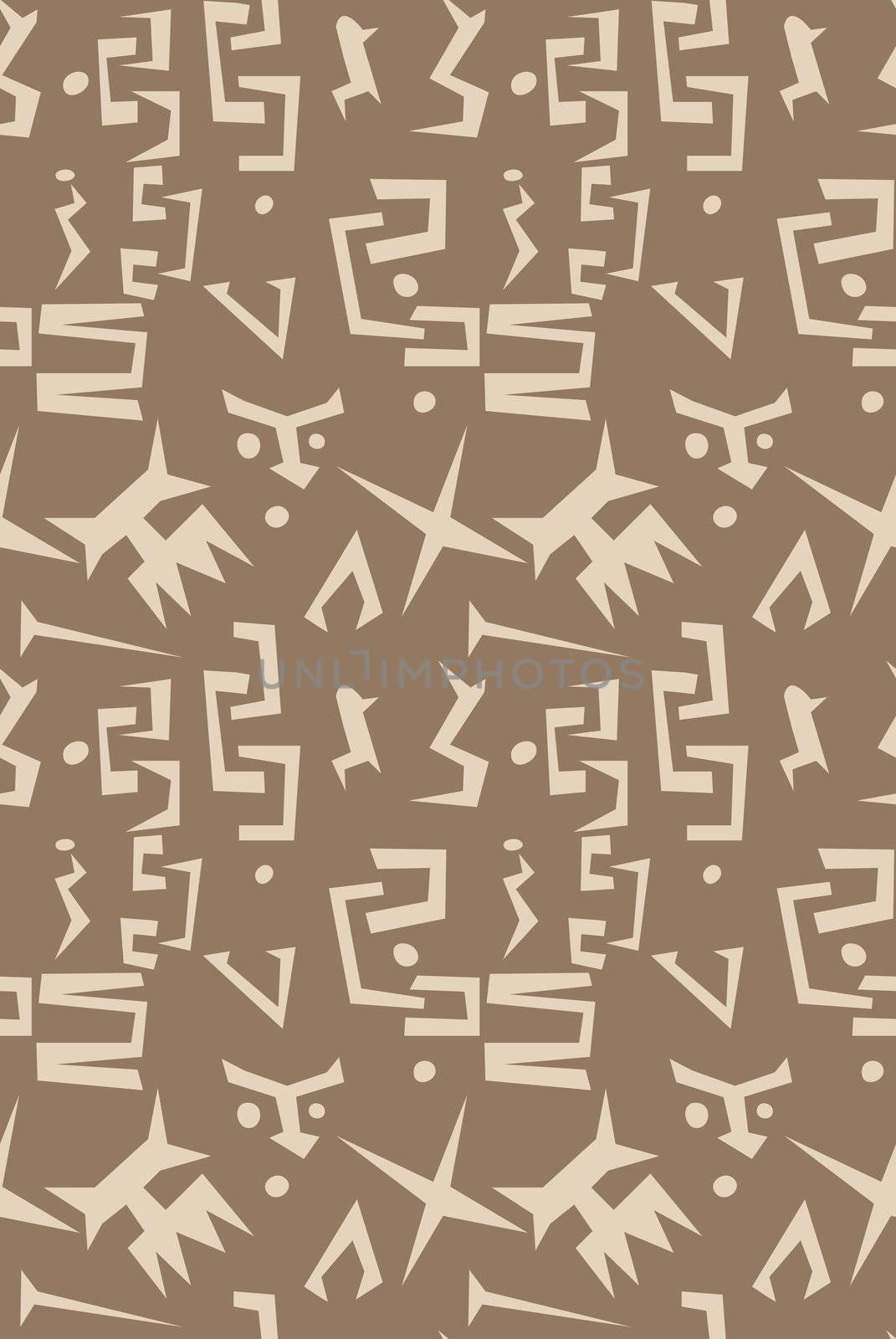 Primitive ancient animal and human seamless shapes pattern