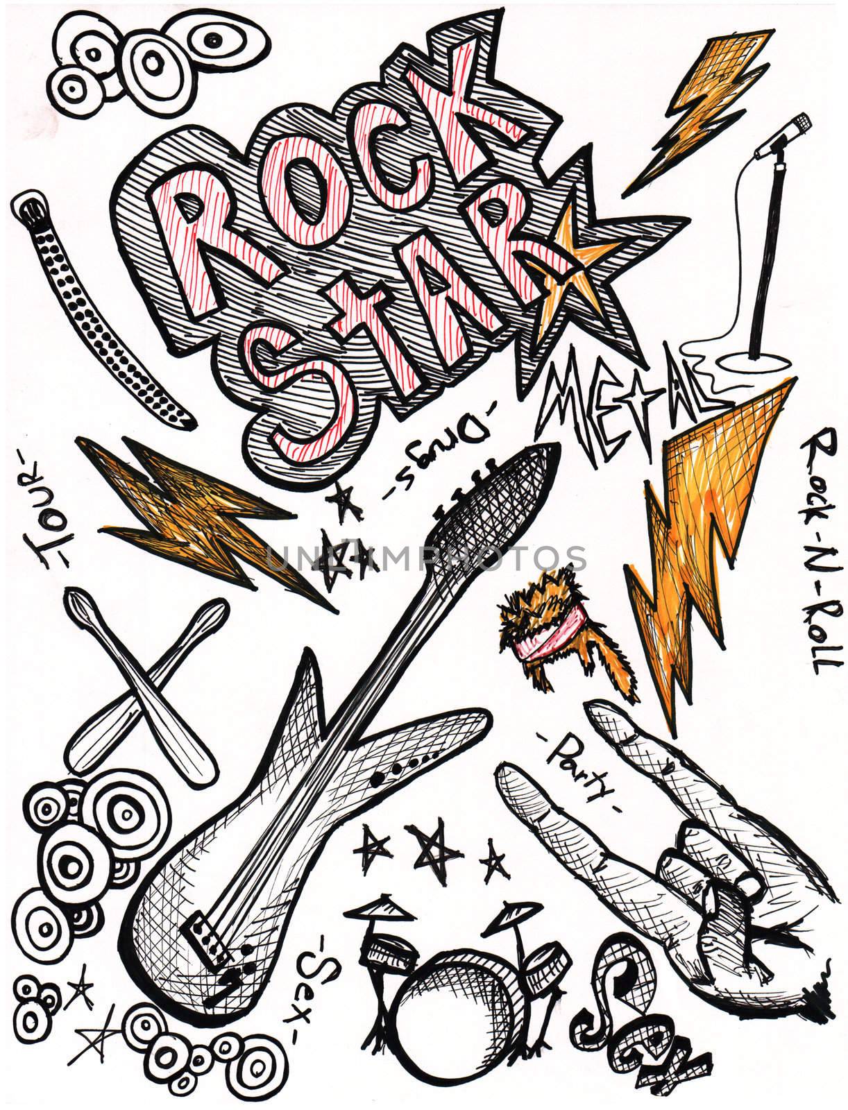 Rock Star hand drawing doodles by jeremywhat