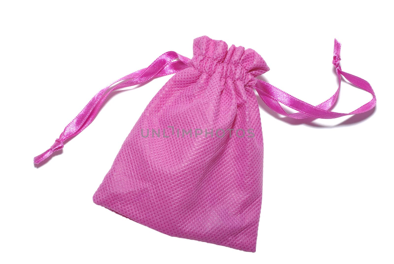 Ping bag for gift with ribbons isolated on white background. by borodaev