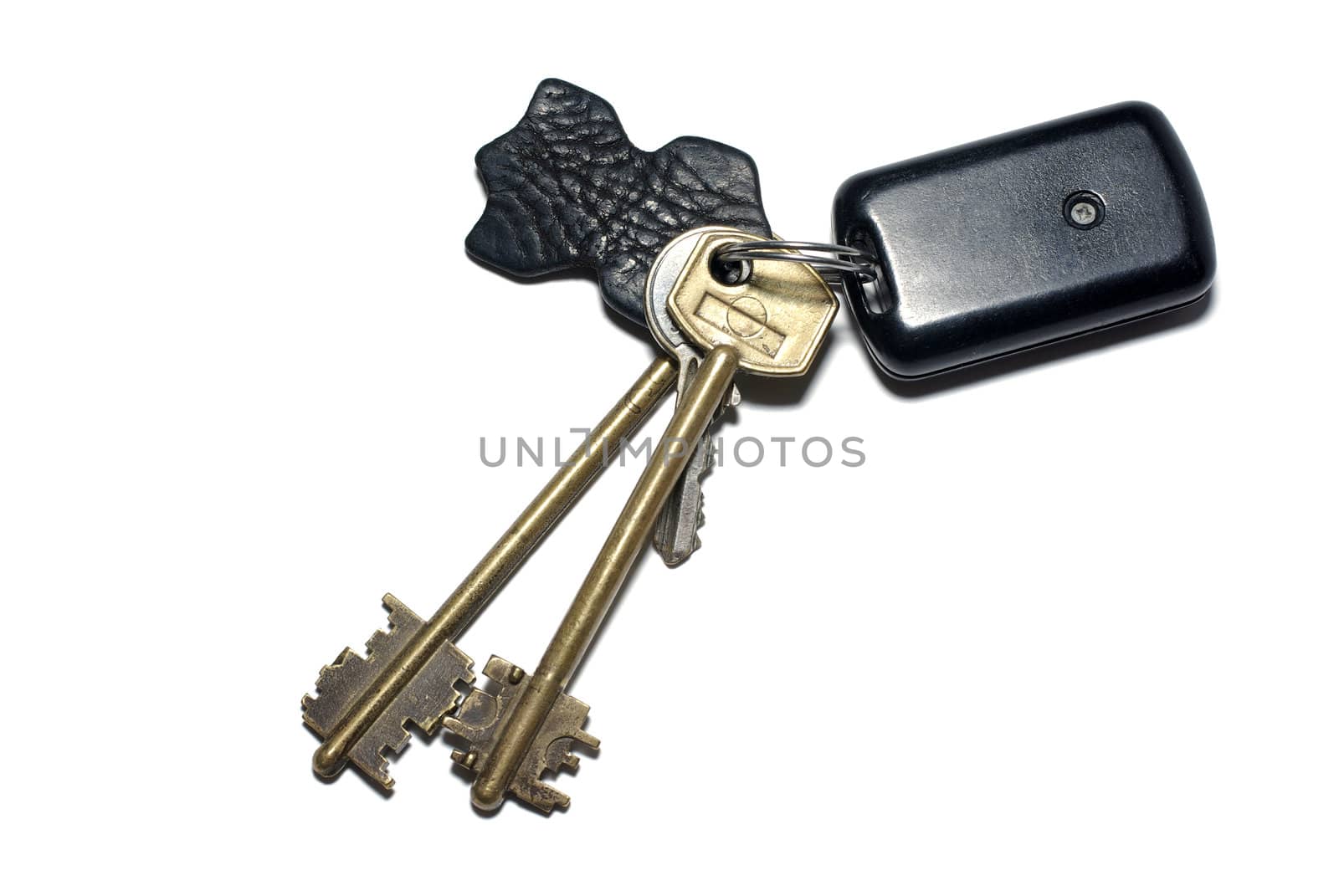 Keys with breloque isolated on white background. by borodaev