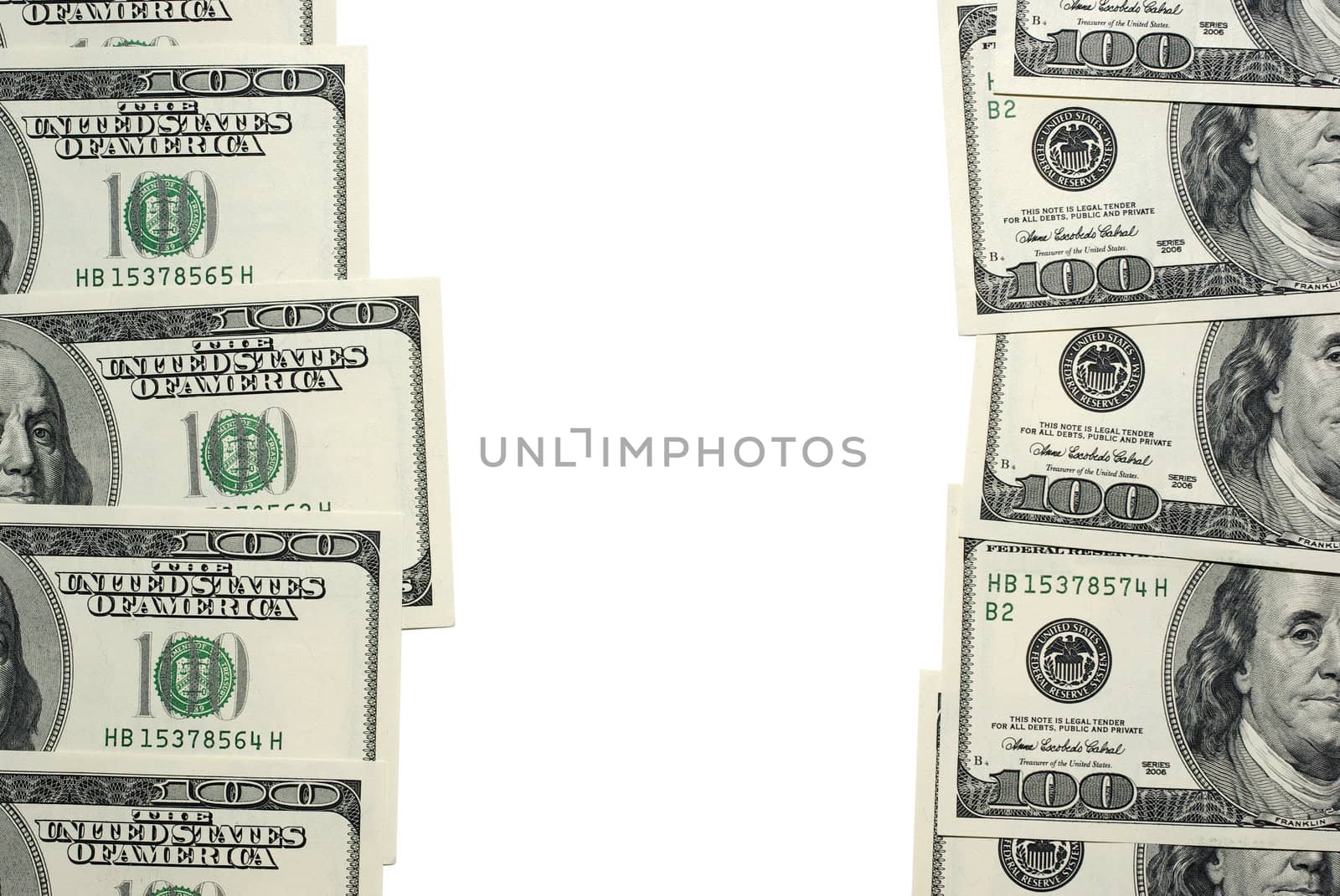 Dollar banknotes with empty isolated space. by borodaev