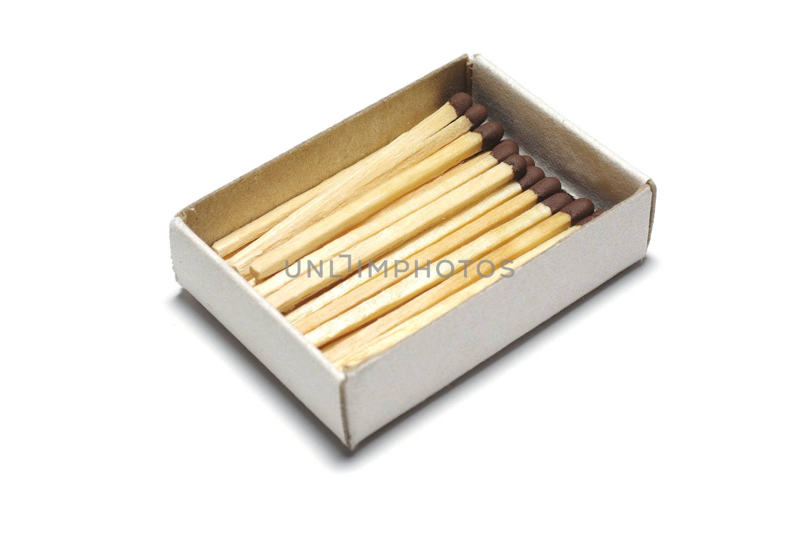 Matches in box isolated on white background. by borodaev