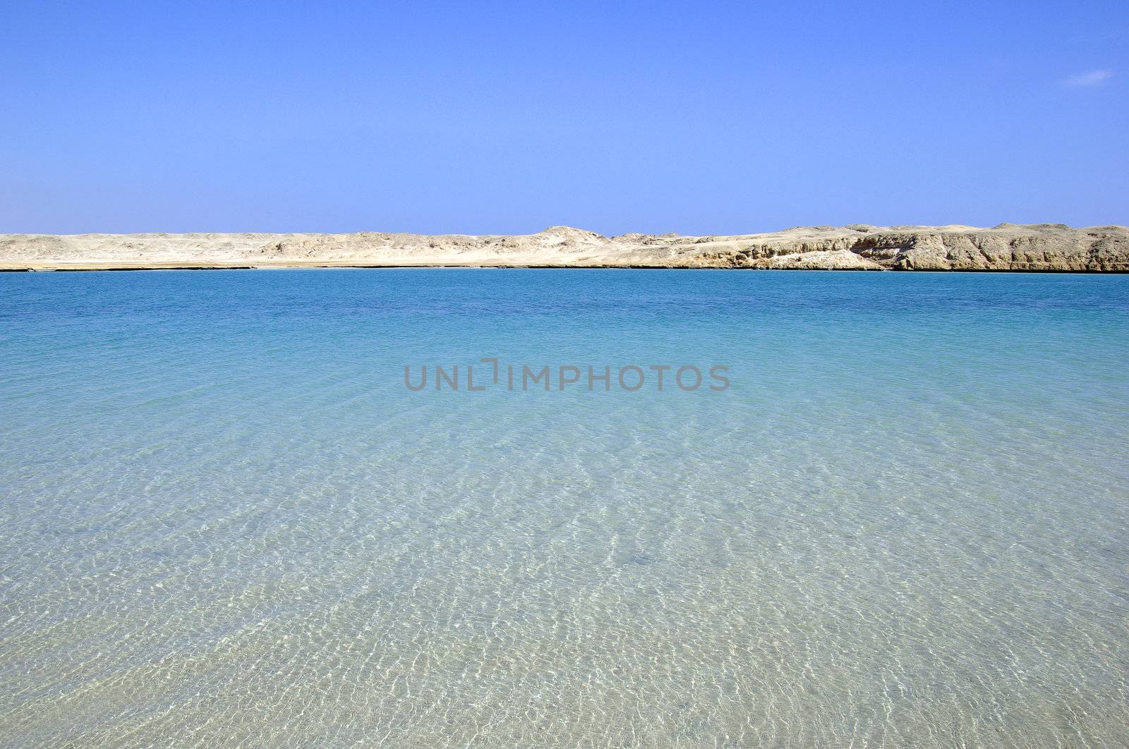 Beautiful seascape and desert landscape. Beauty in nature. by borodaev