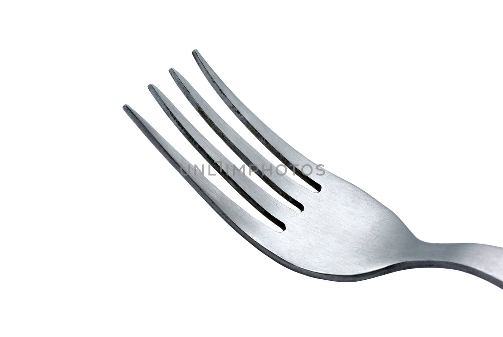 Fork macro close up isolated on white background. Clipping path. by borodaev