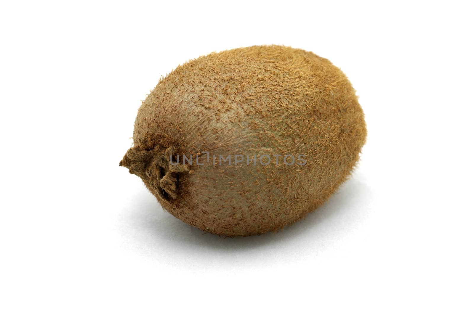 Undamaged brown kiwi isolated on white background.