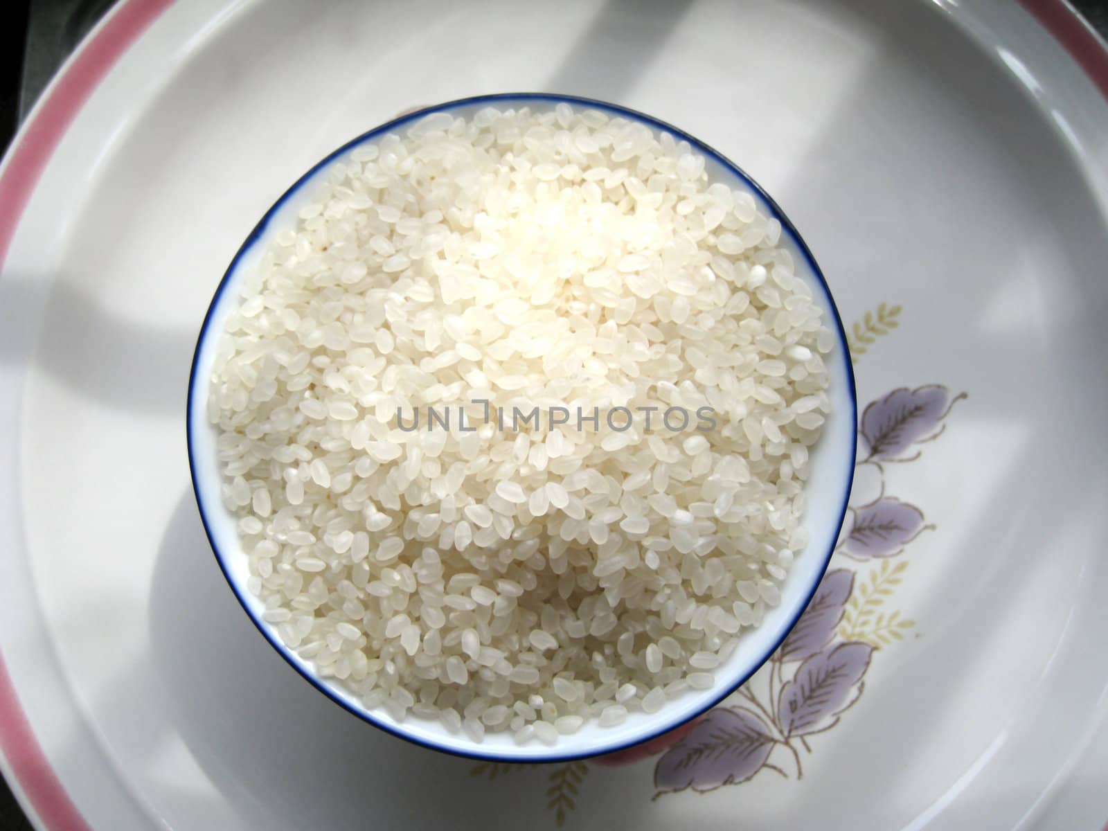 top view for a bowl of rice